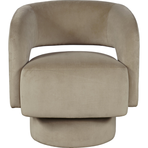 Sutton Split Back Curved Sculpture Swivel Accent Chair in Sand Tan Fabric